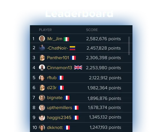 Royal leaderboard at Replay poker